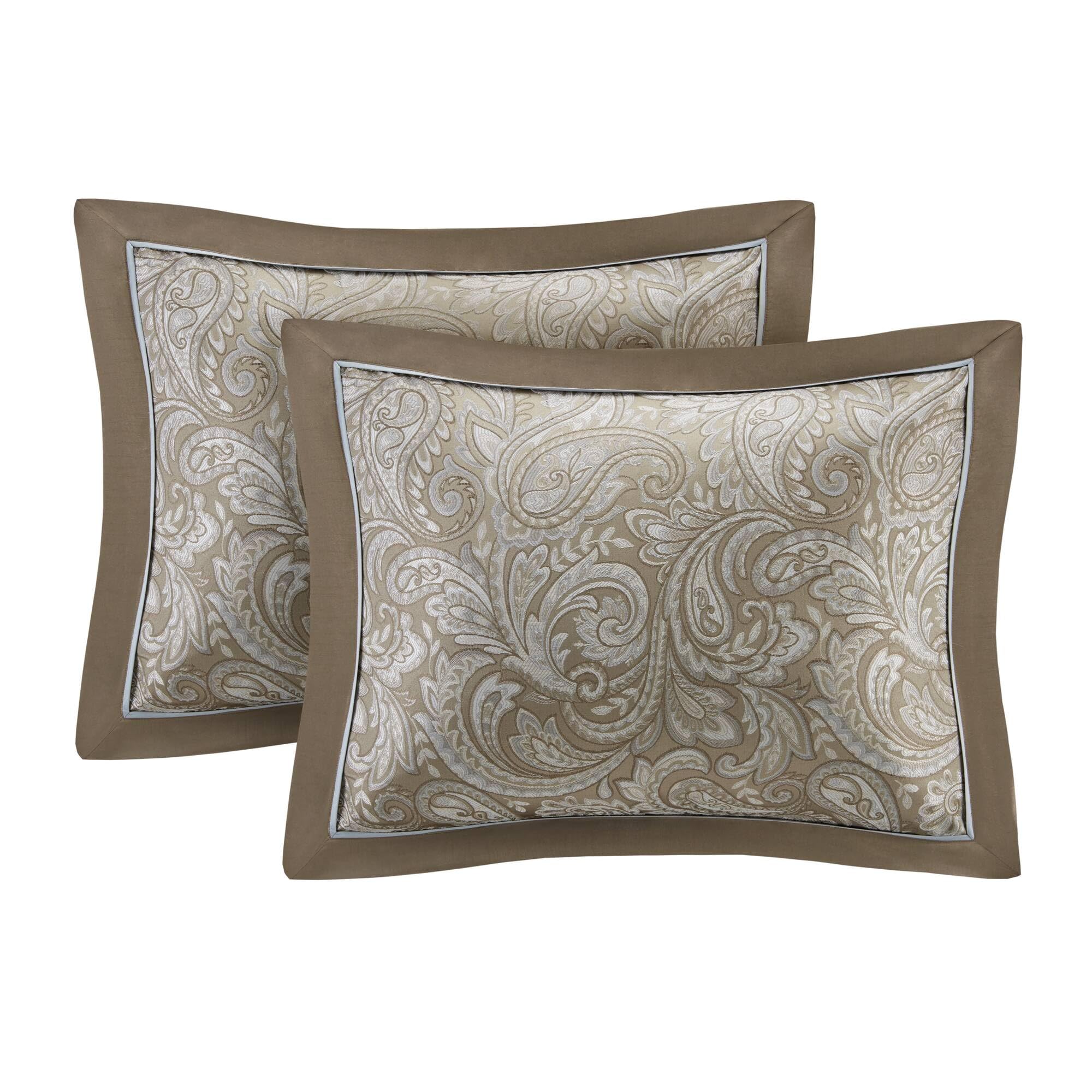 Faux Silk Jacquard Paisley Comforter Set Queen 24 Piece