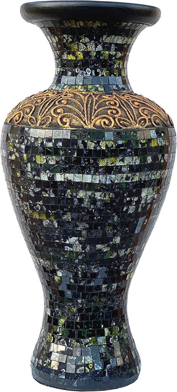 24 Inch Mosaic Floor Vase - Handcrafted Terracotta Cylinder