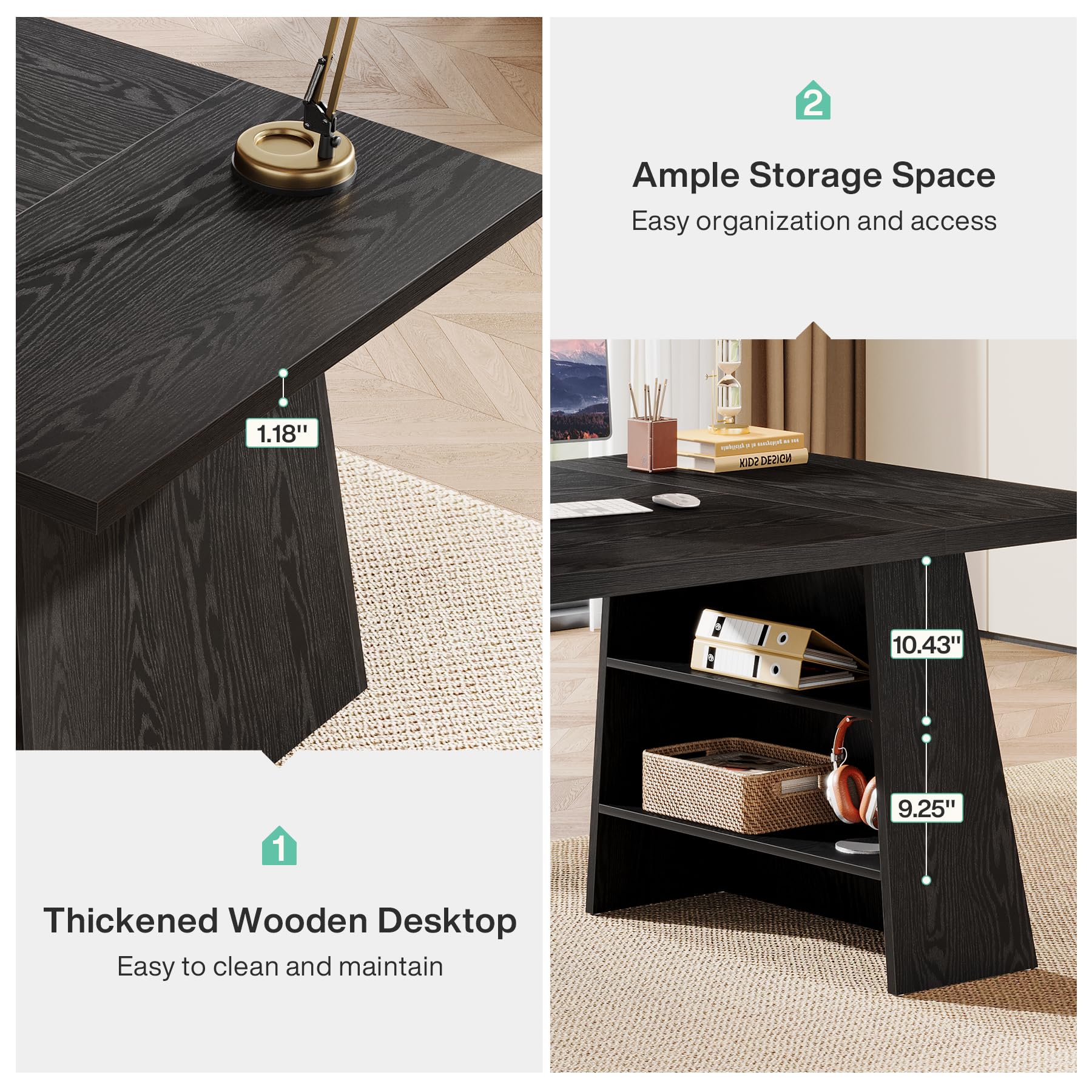 63-Inch Executive Desk with Double Pedestal Storage