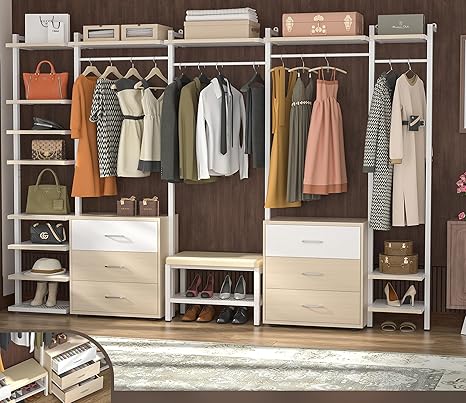 8FT Closet Organizer System with 6 Drawers