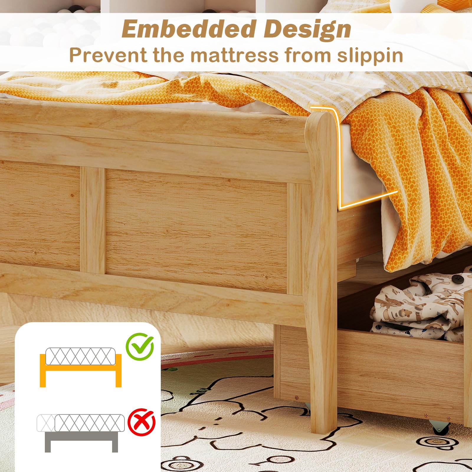 Twin Bed with Storage Drawers
