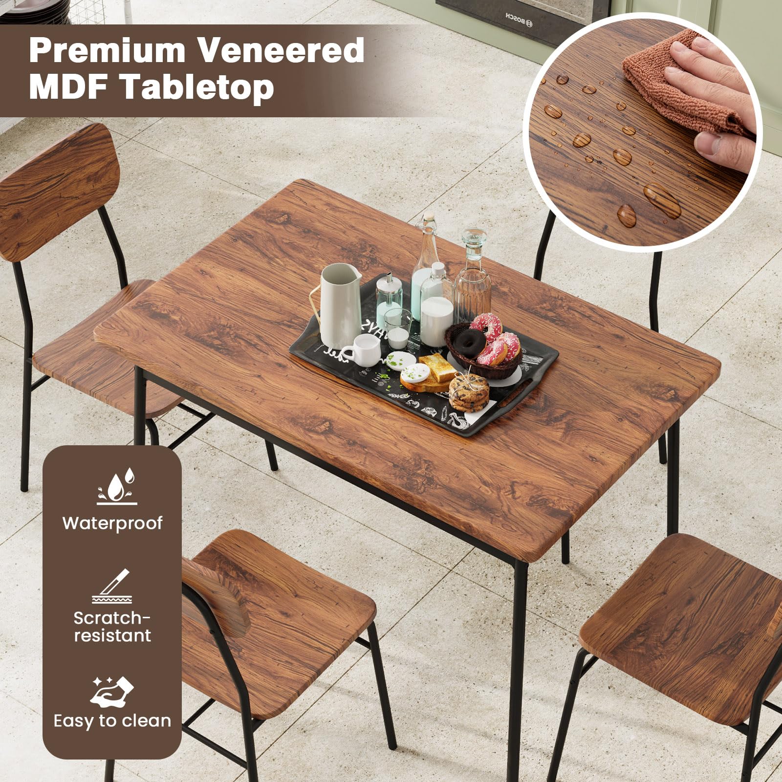 5-Piece Dining Table Set with Storage Rack