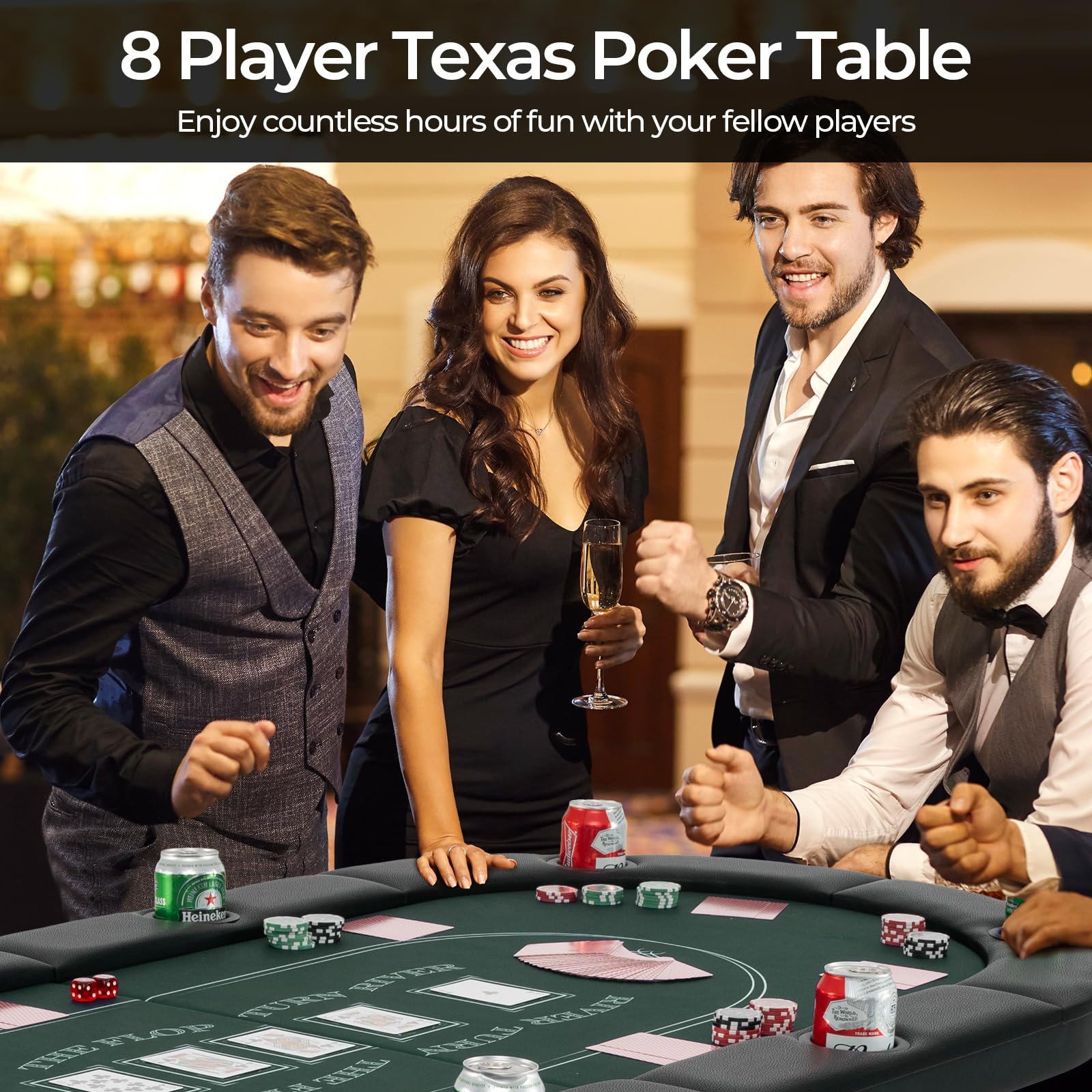 72" Foldable Poker Table for 8 Players