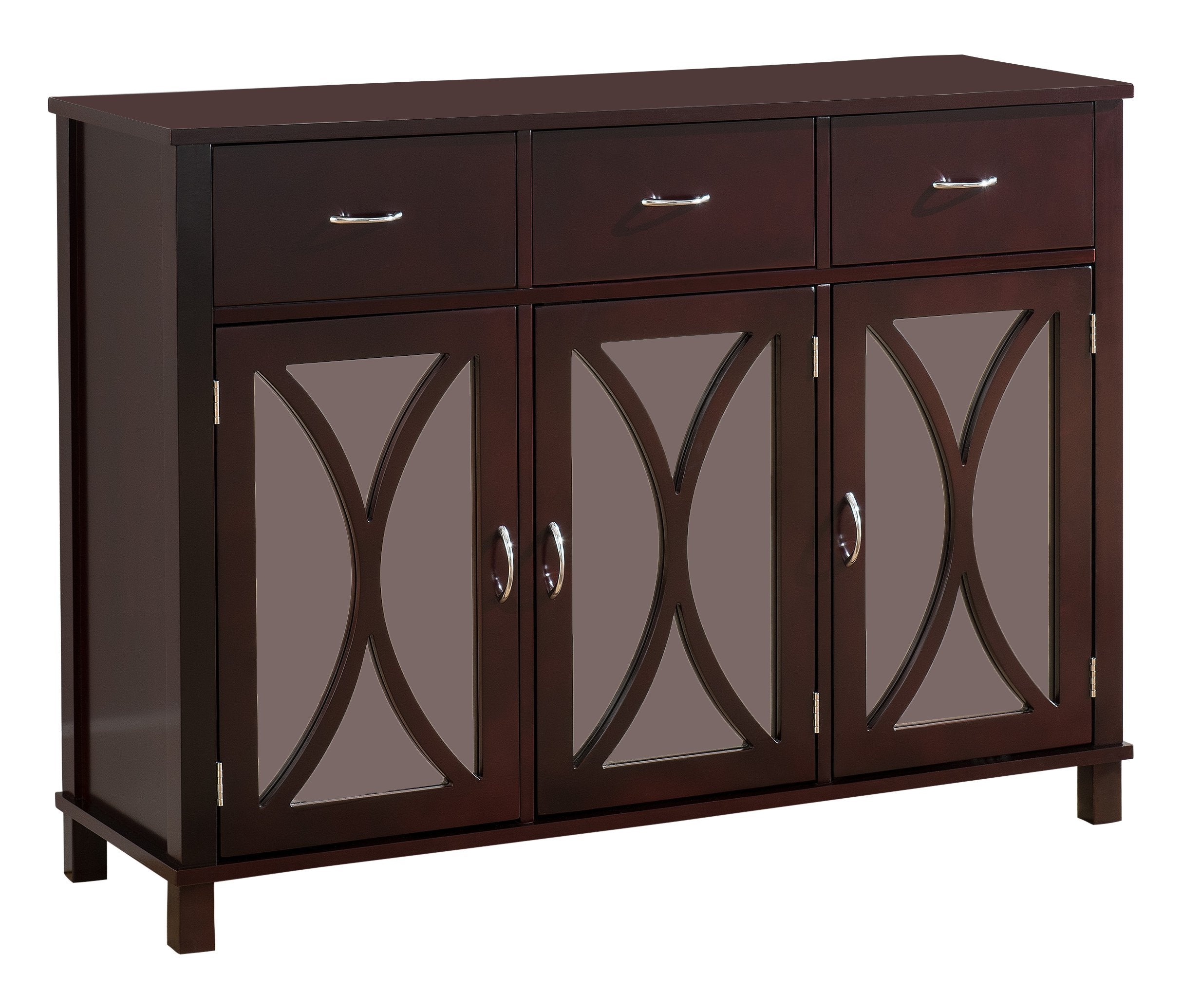 Espresso Mirrored Buffet Server Cabinet