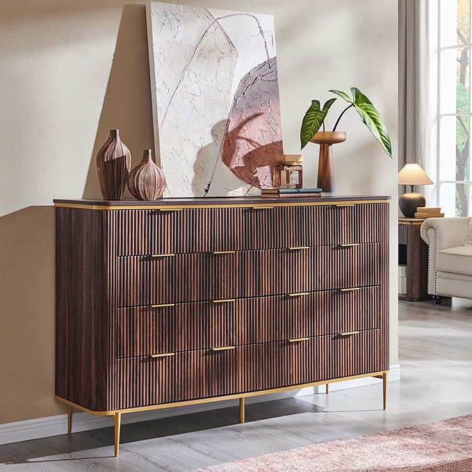 Modern Fluted 9-Drawer Dresser 54" Wide TV Stand