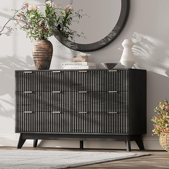 47 Inch Wide 6 Drawer Dresser with Fluted Design