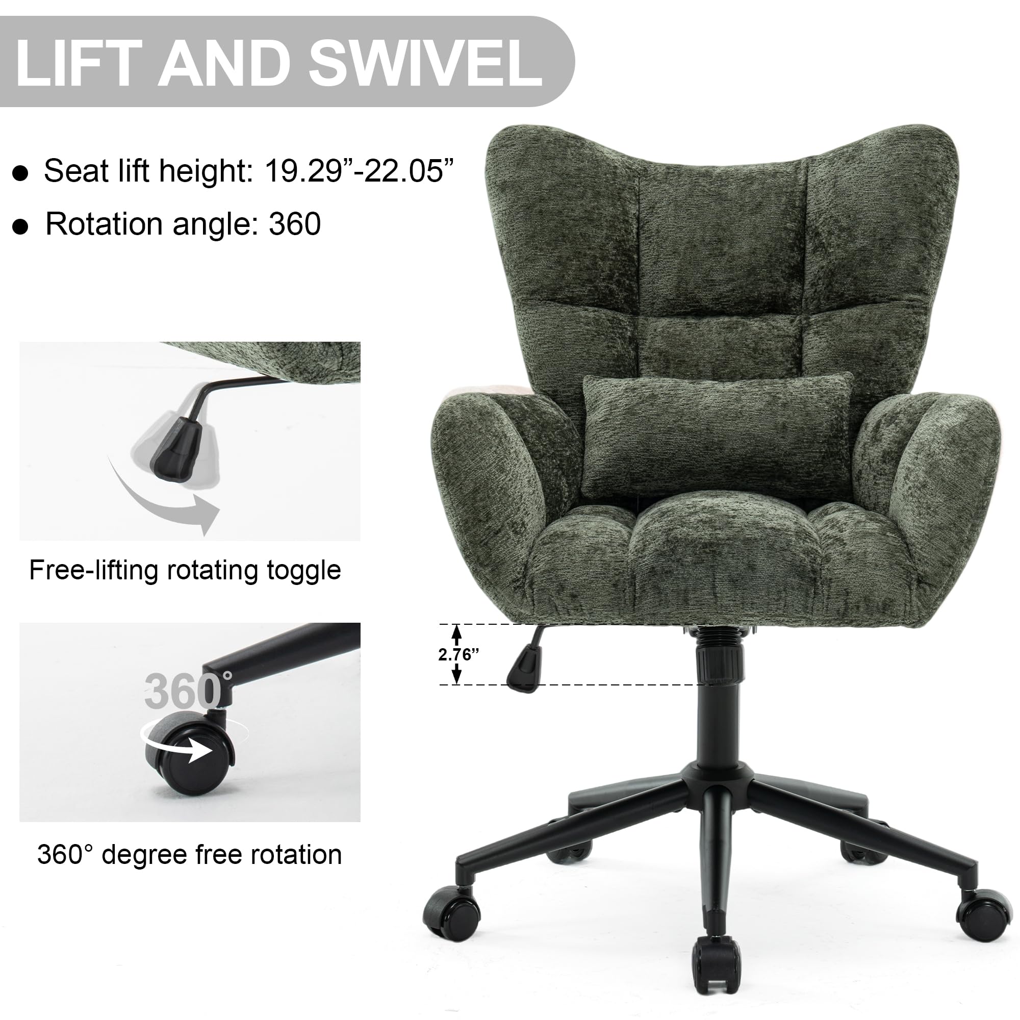 Tufted Chenille Swivel Office Chair