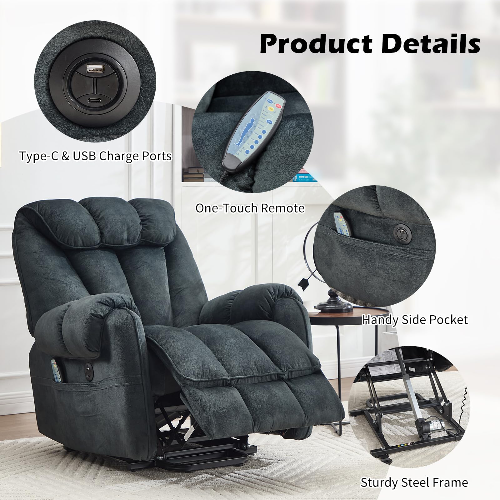 Power Lift Recliner with Massage and Heat