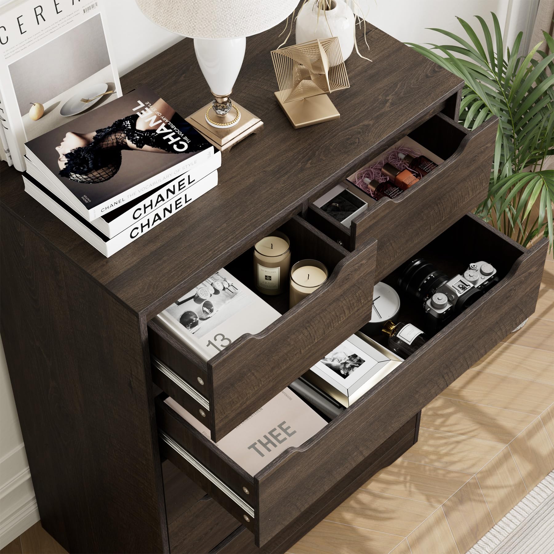 5 Drawer Dresser Dark Brown