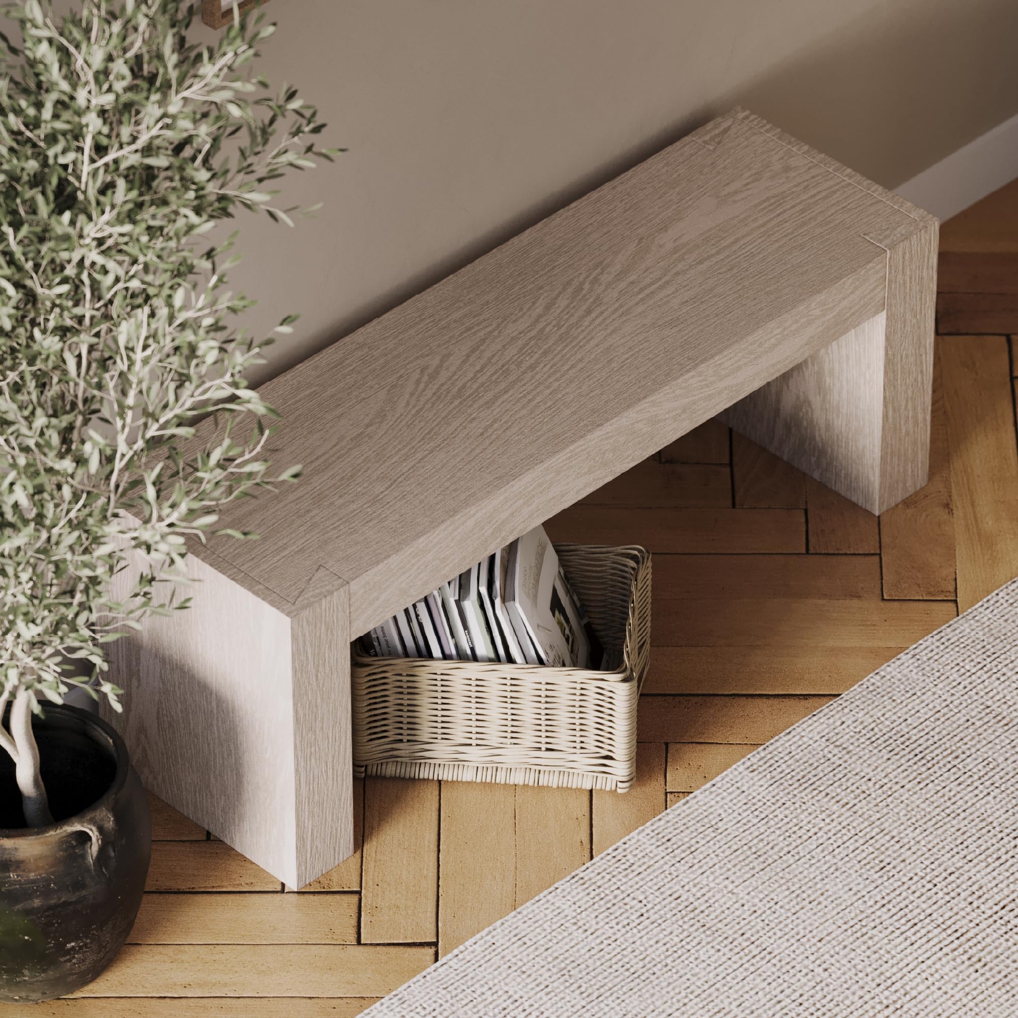 Zeno Bench Grey Solid Wood