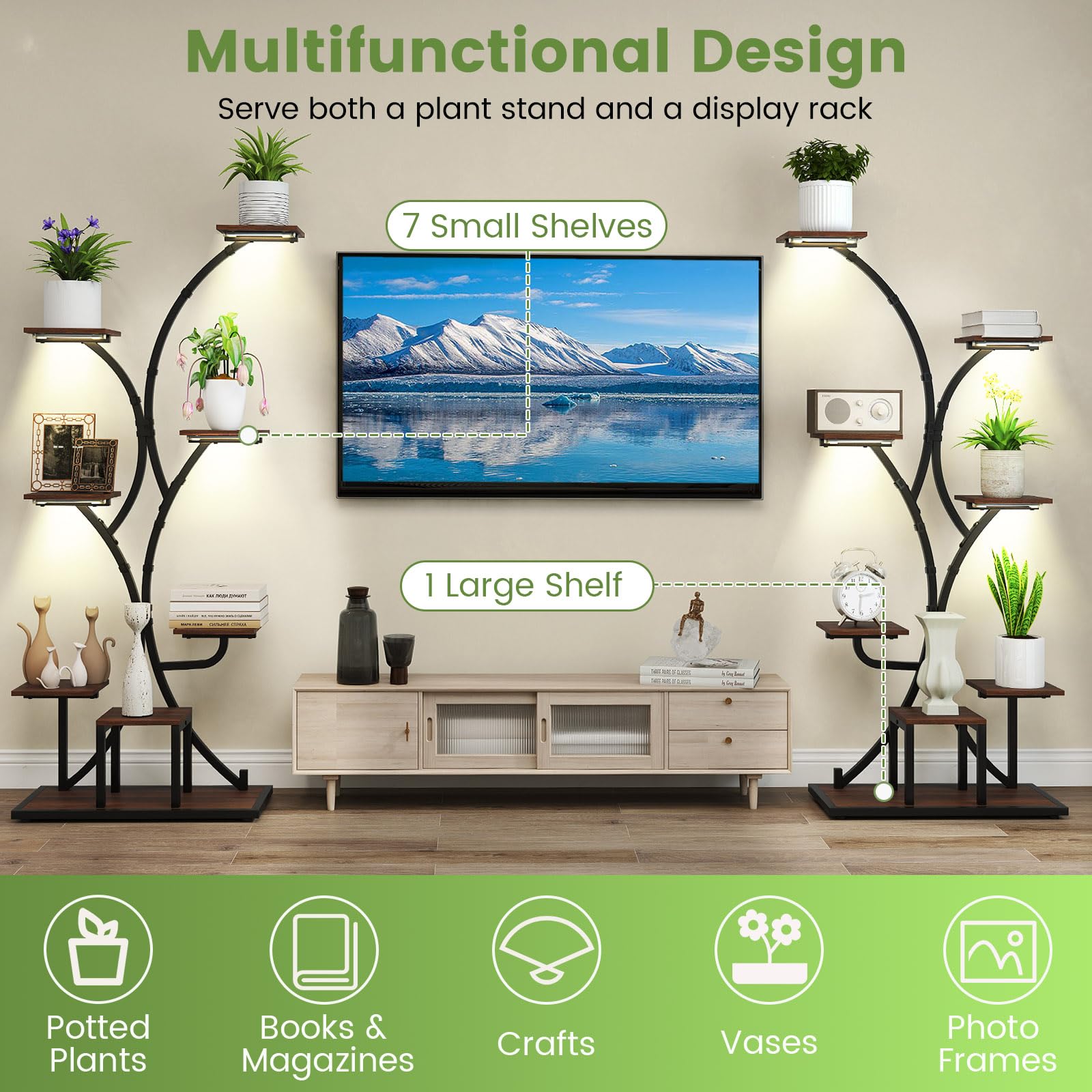 8-Tier Corner Plant Stand with Grow Lights