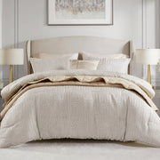 Jacquard Metallic Thread Comforter Set Queen Ivory 5 Piece