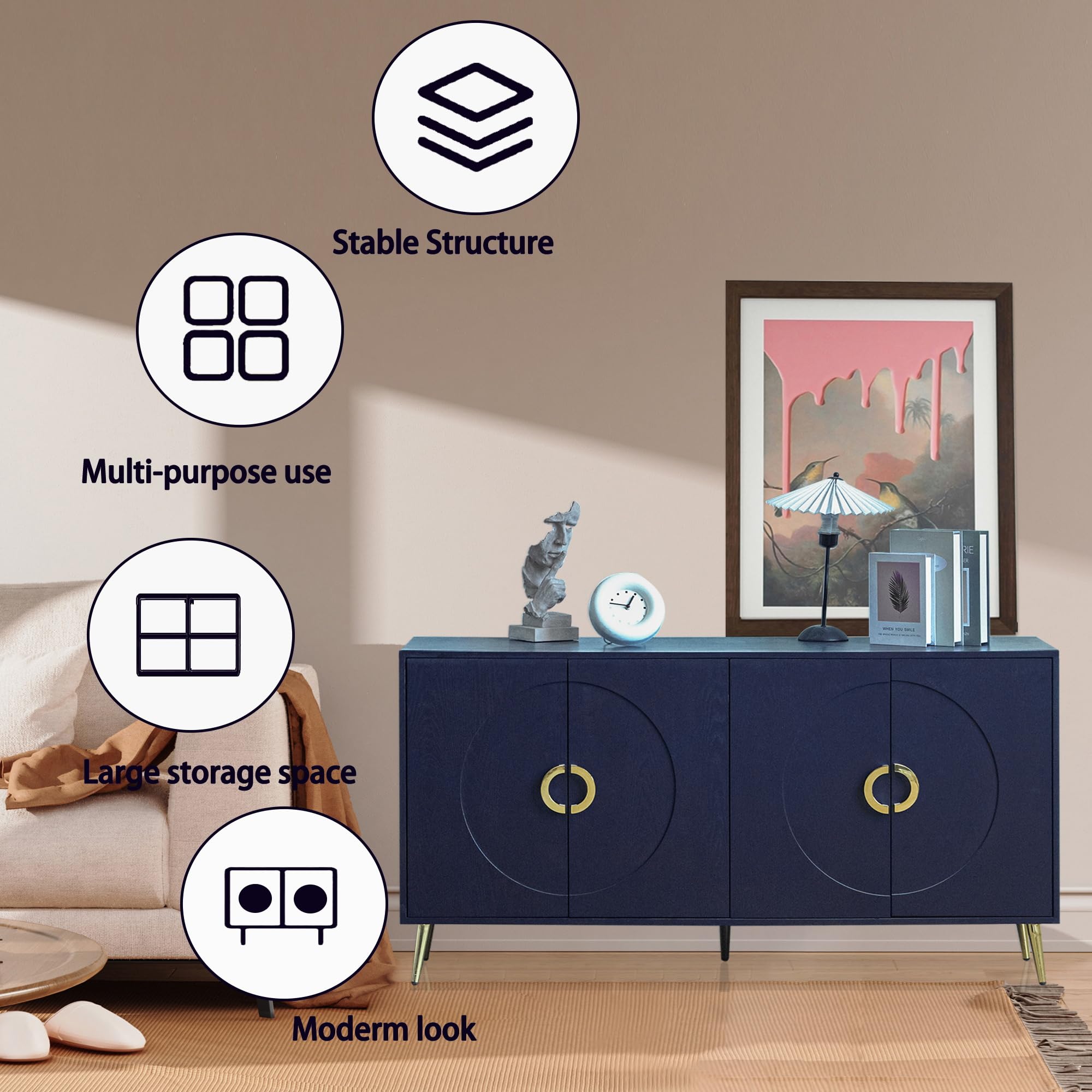 Modern Large Sideboard with 4 Doors