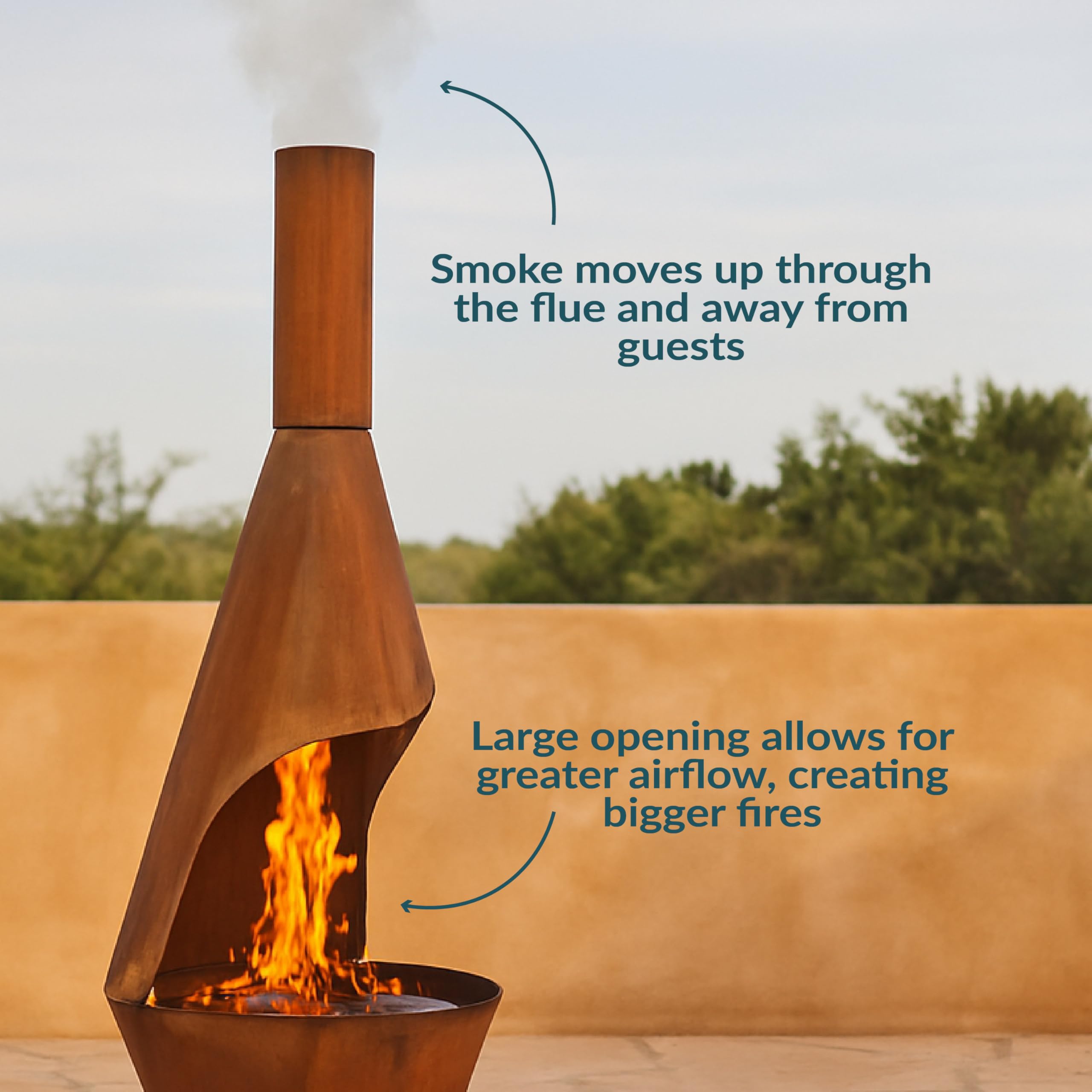6-Foot Large Outdoor Chiminea Fireplace with Grill Grate