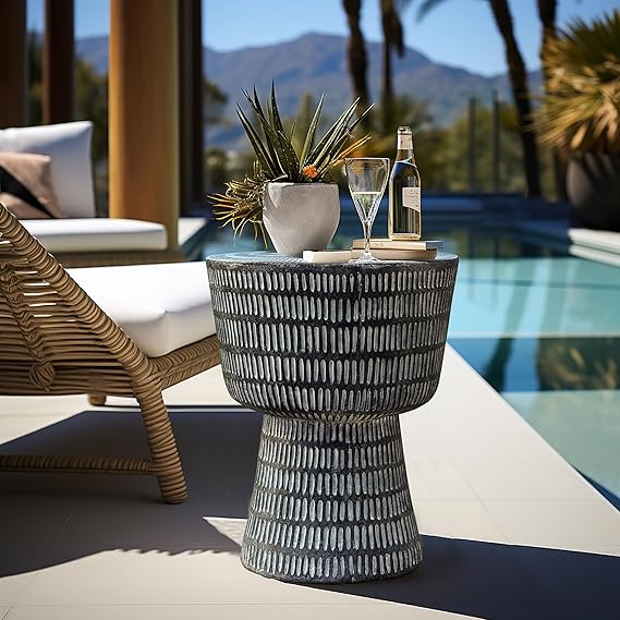 Round Spiral Pattern Outdoor Side Table
