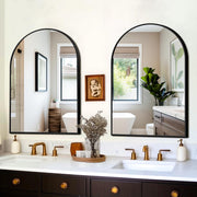 Arched Wall Mirror 24x36 Inch Black Metal Frame