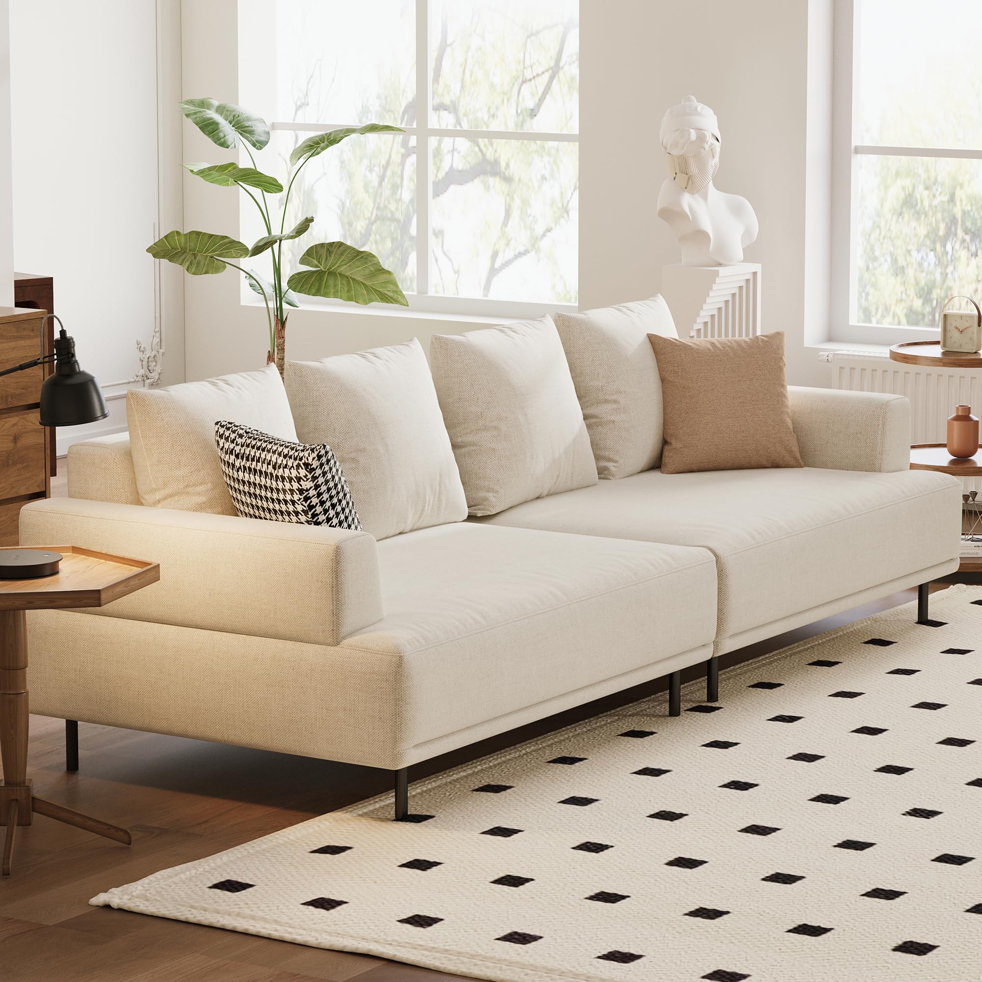 Modular Sectional Sofa 109.4" Wide Mid-Century Modern Fabric Couch