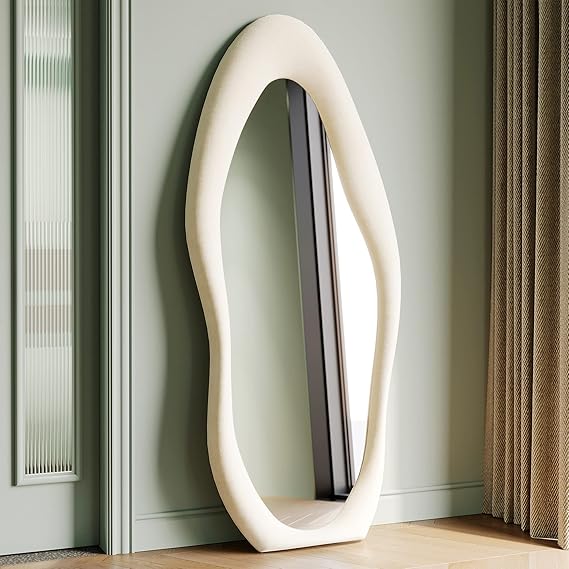 Full Length Mirror 63x24 Flannel Wrapped Wooden Frame