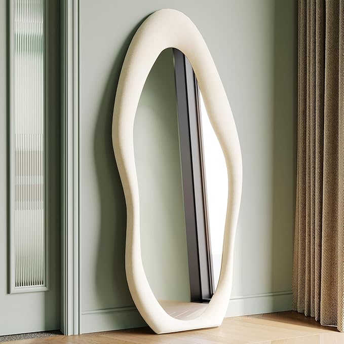 Full Length Wall Mirror 63" x 24" Flannel Wrapped Wooden Frame