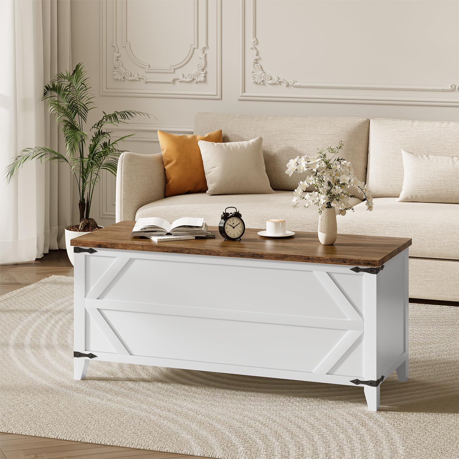 47.2" Toy Storage Bench with Safety Hinges