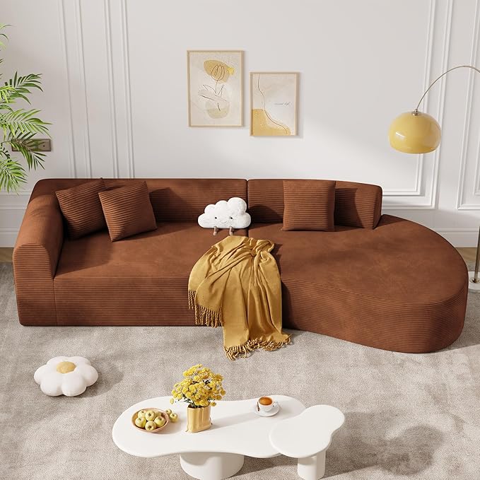 Curved Sectional Sofa with Deep Seat
