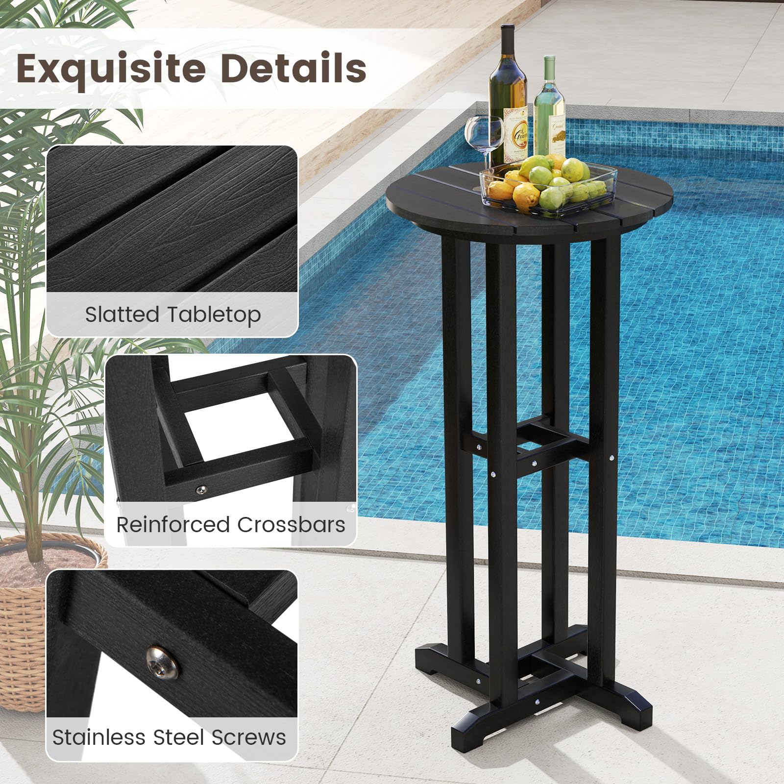 Round Bar Table HDPE Outdoor