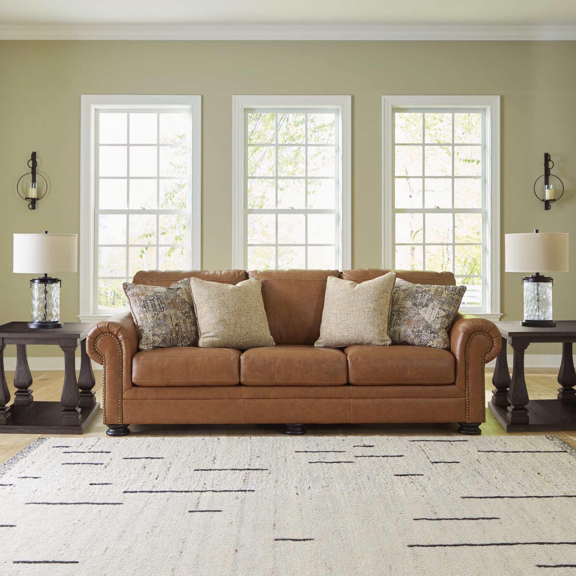 Carianna Leather Sofa with Nailhead Trim