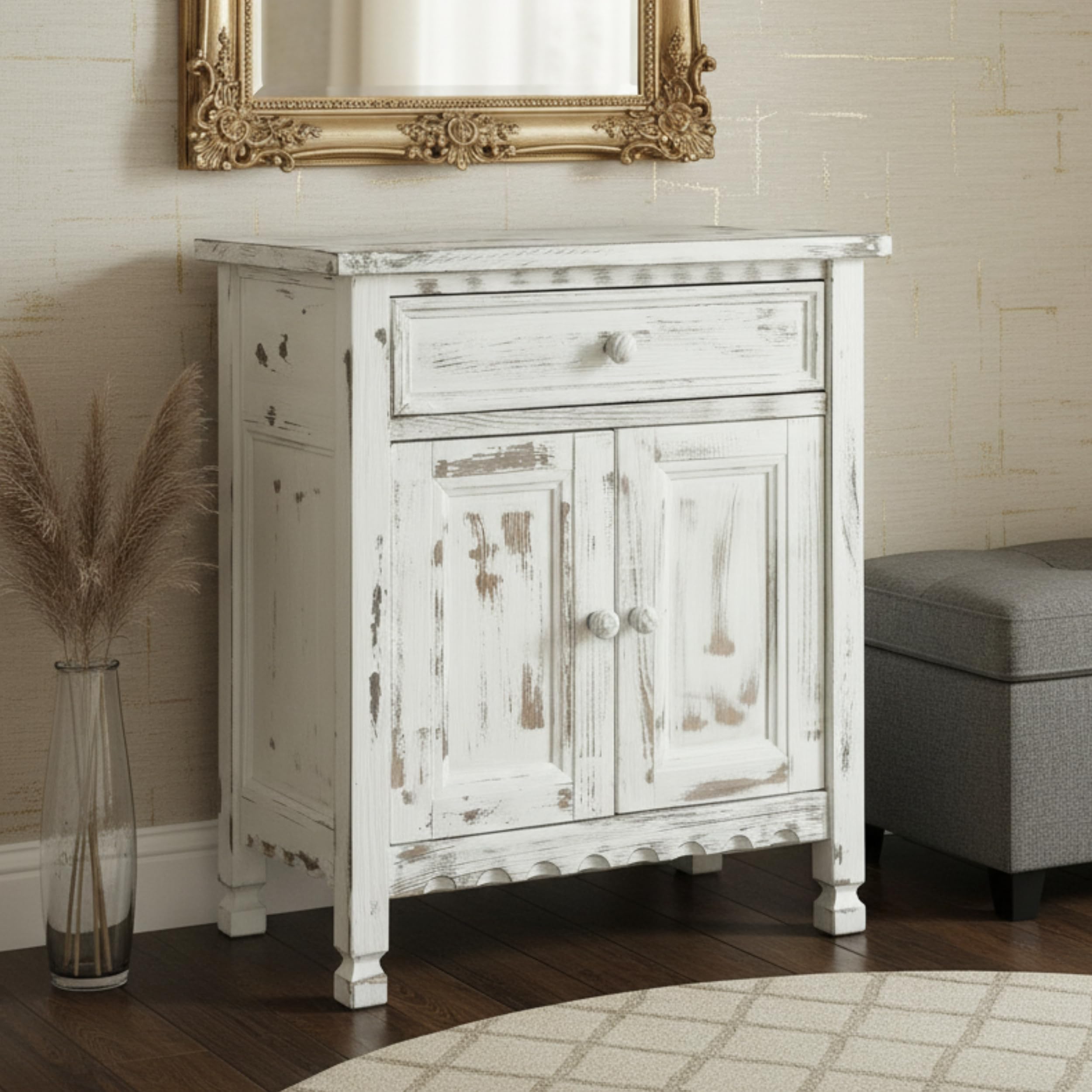 Country Cottage Accent Cabinet with Drawer and Adjustable Shelf