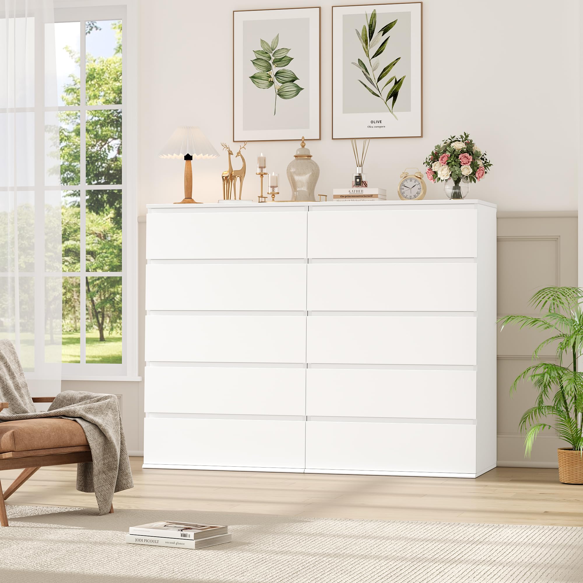 5 Drawer White Dresser with Large Storage Space