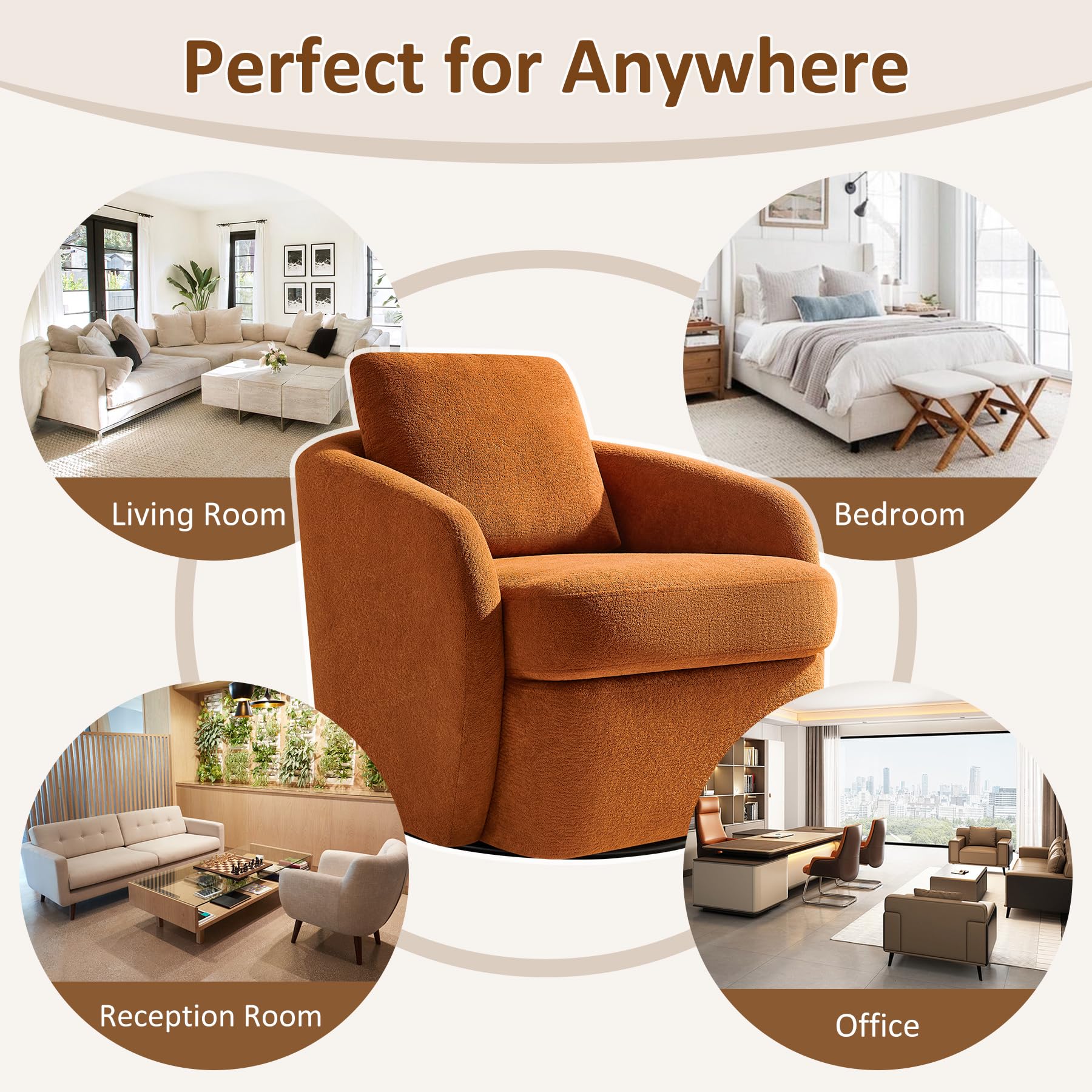 360° Swivel Barrel Chair with Throw Pillow