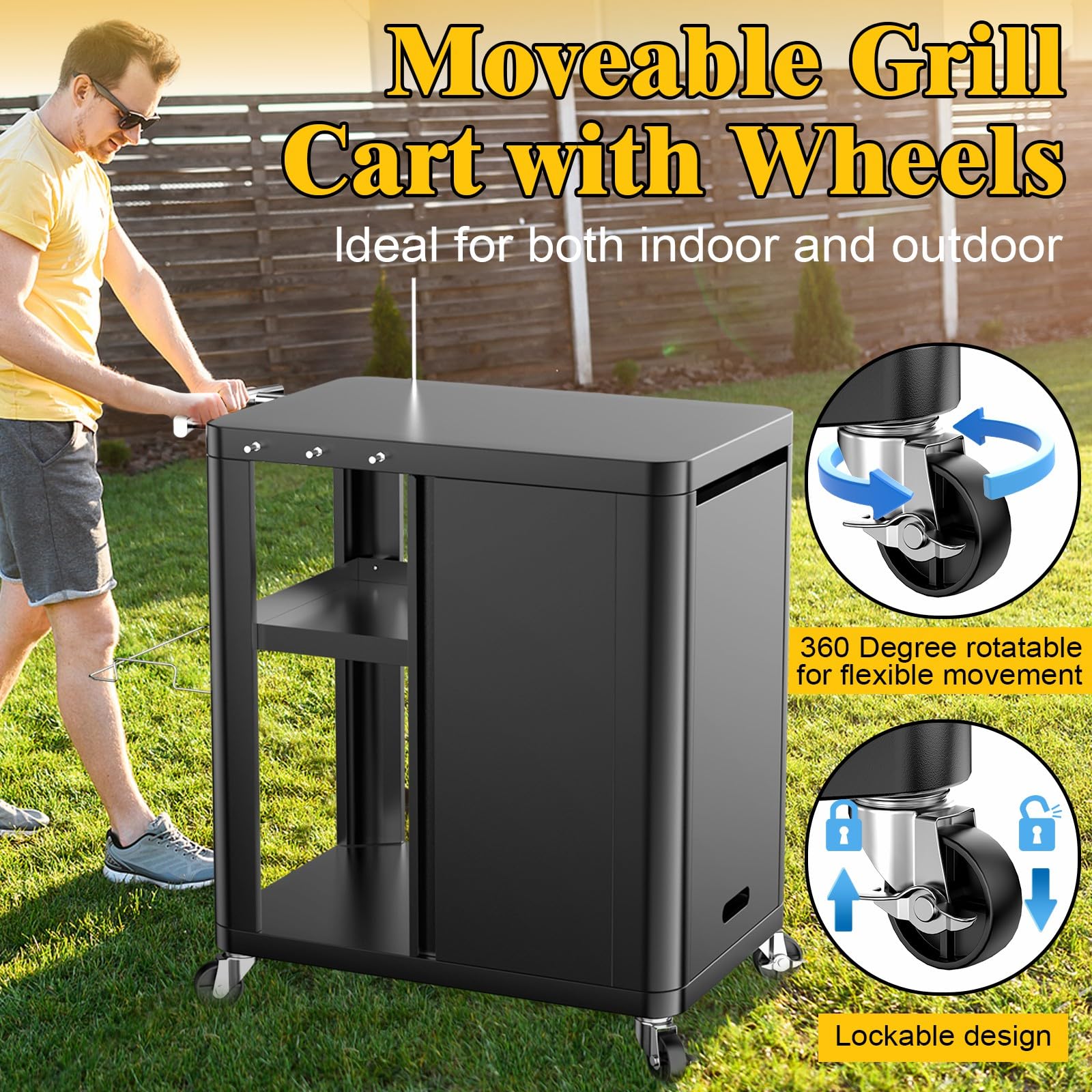 Outdoor Grill Table Cart with Storage