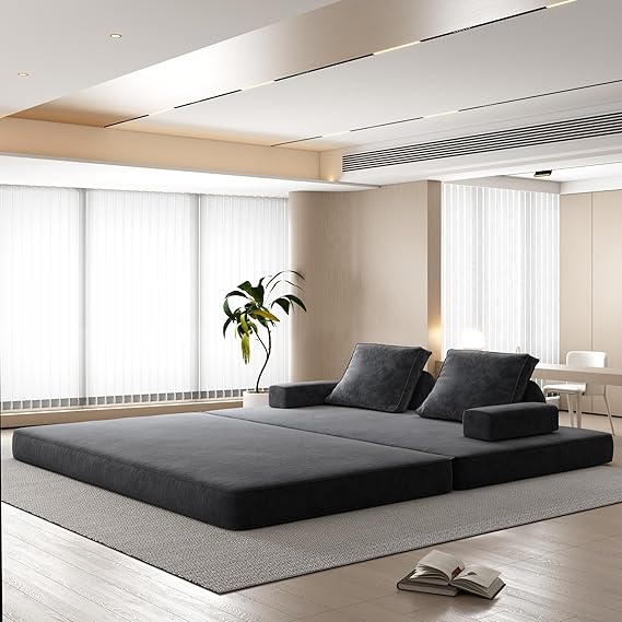 Convertible Floor Sleeper Sofa Bed with Adjustable Backrests