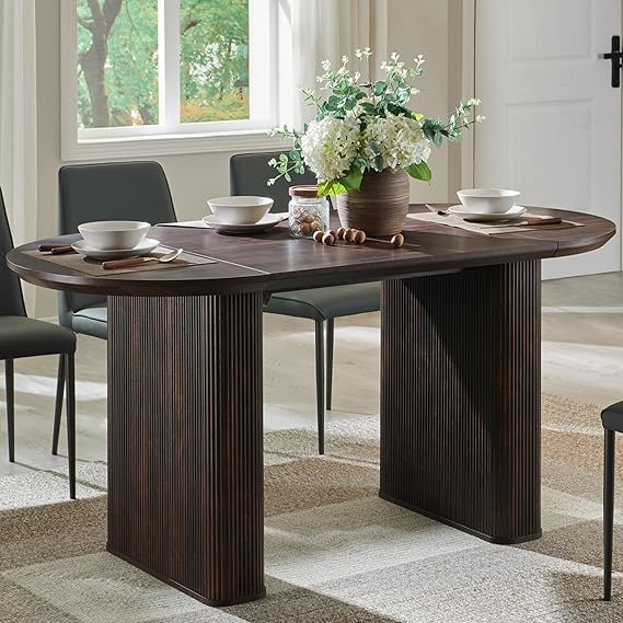 63" Fluted Oval Dining Table for 4-6