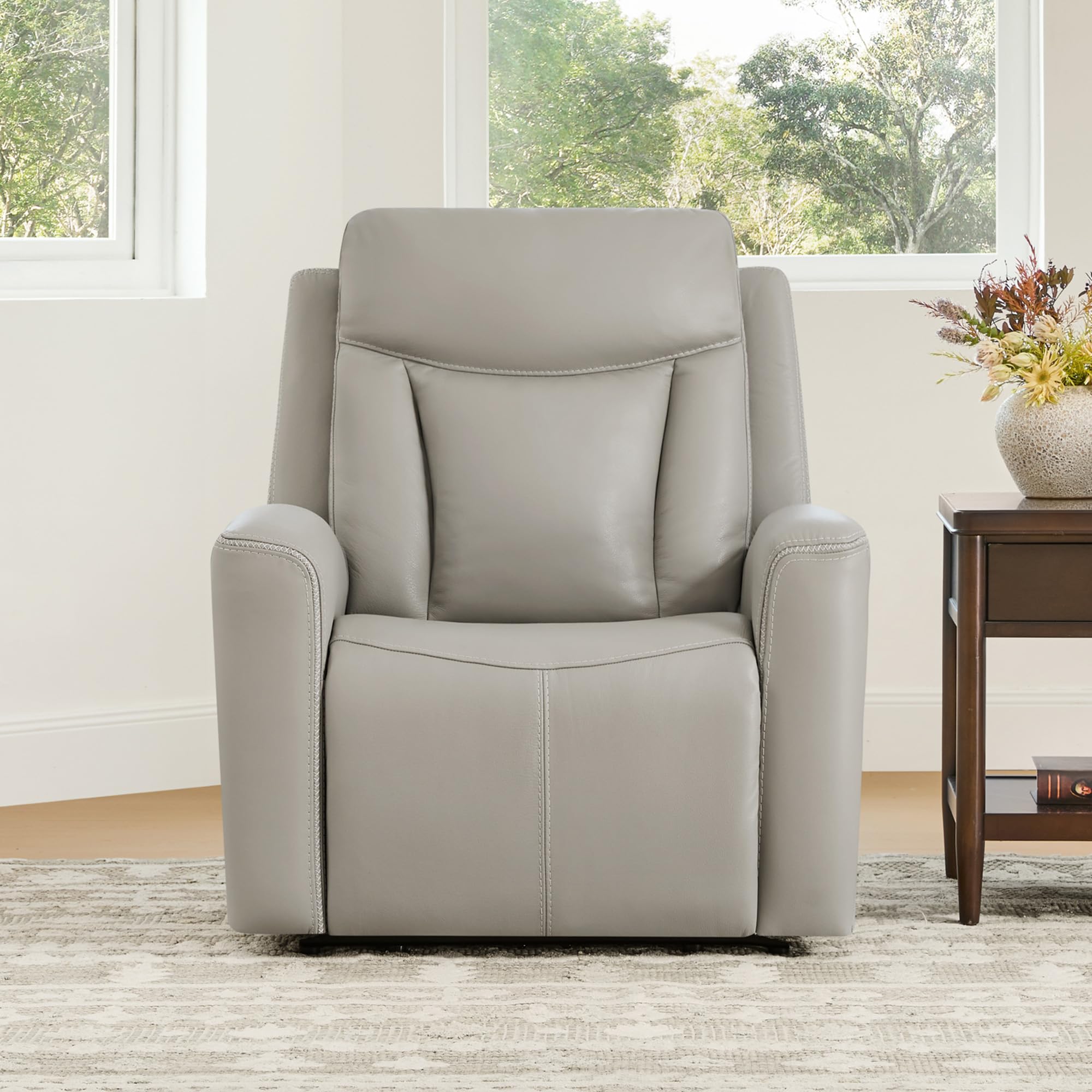 Genuine Leather Power Recliner with Zero Gravity & Adjustable Headrest