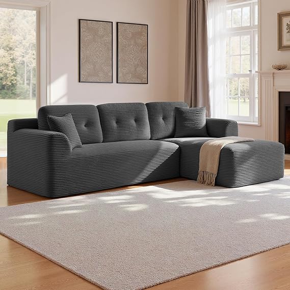 108.3 Inches Boneless Couch with Chaise Modular Sectional Sofa