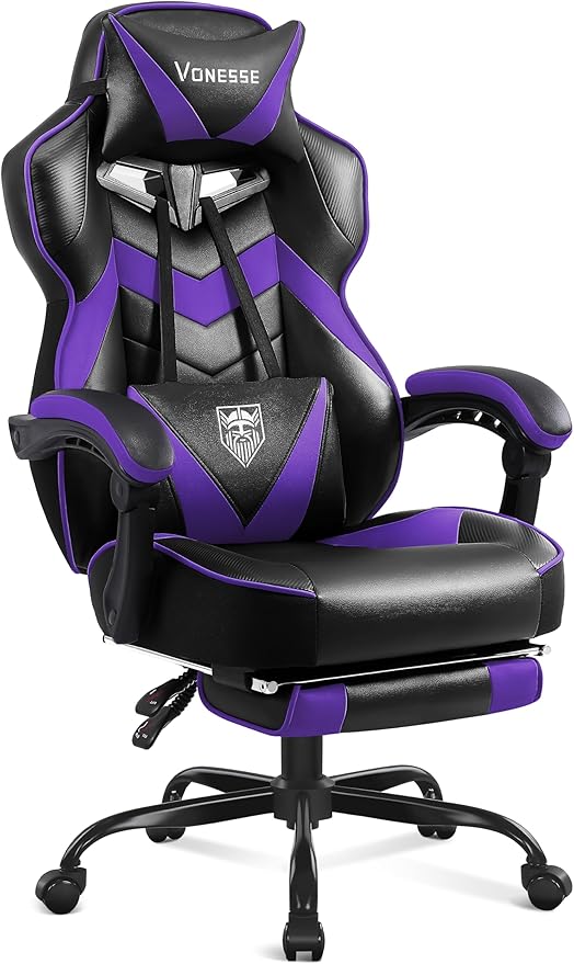 Ergonomic Gaming Chair with Massage and Footrest