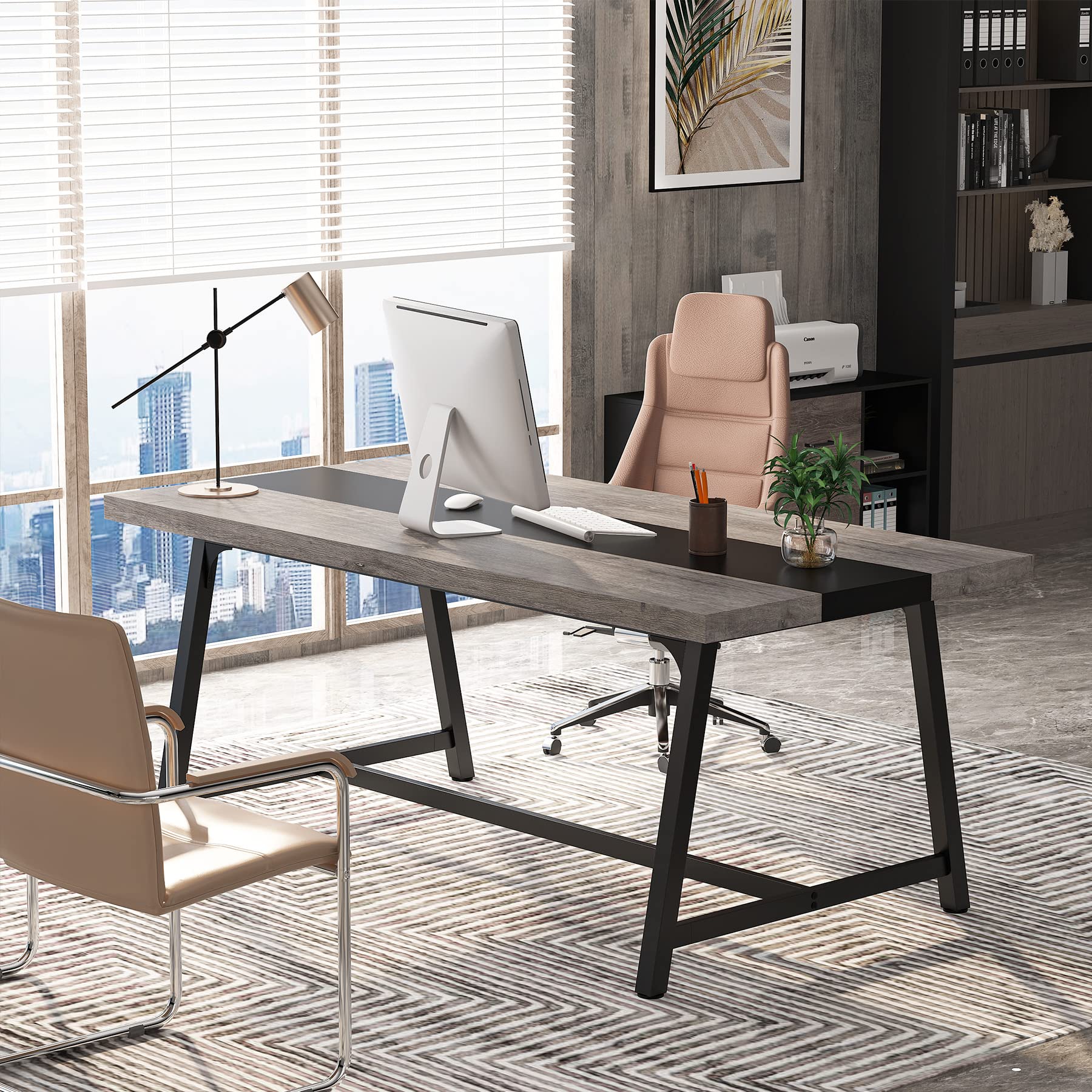 6FT Rectangle Conference Table with Metal Frame