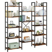 Triple Column 5-Tier Industrial Bookshelf