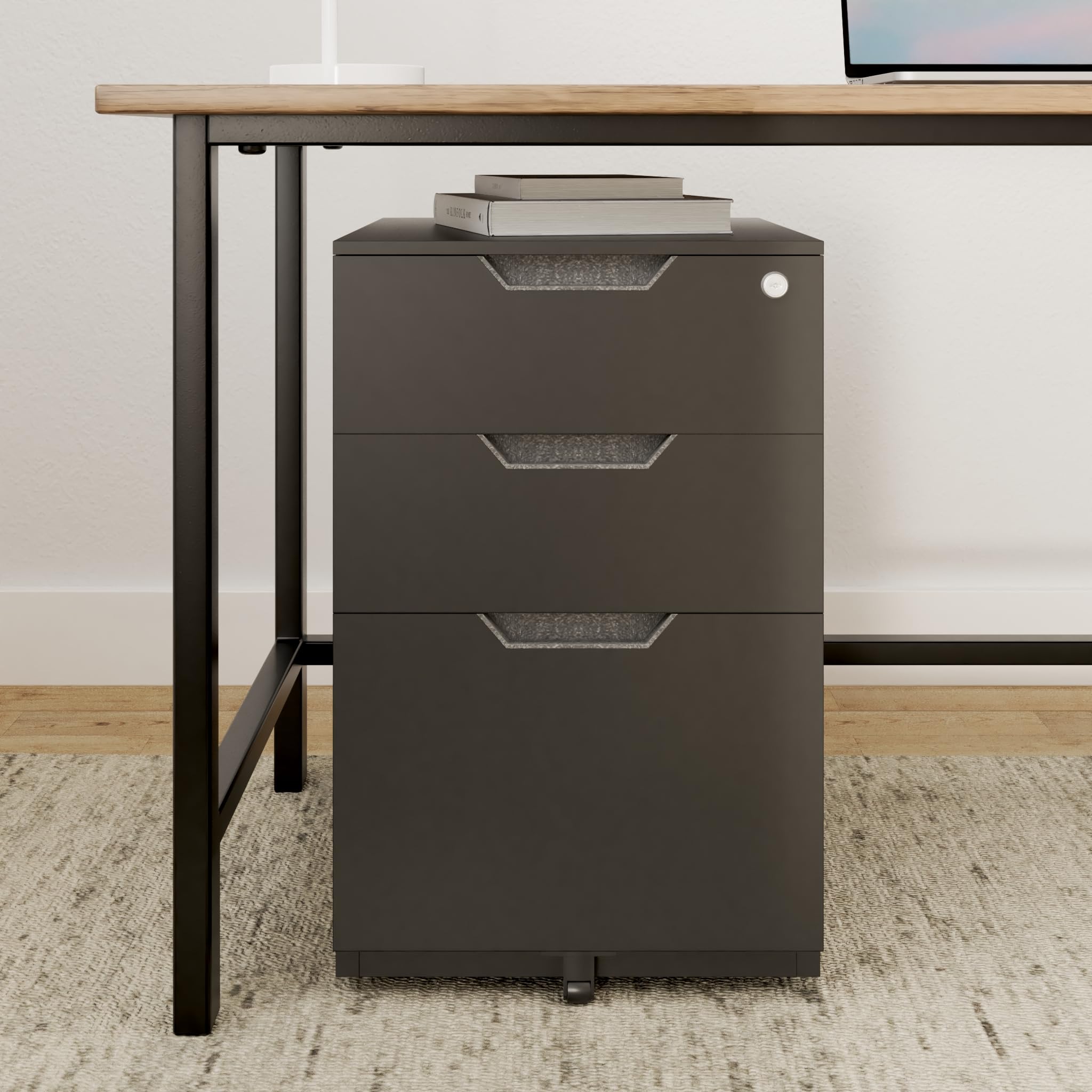 3-Drawer Mobile File Cabinet with Lock