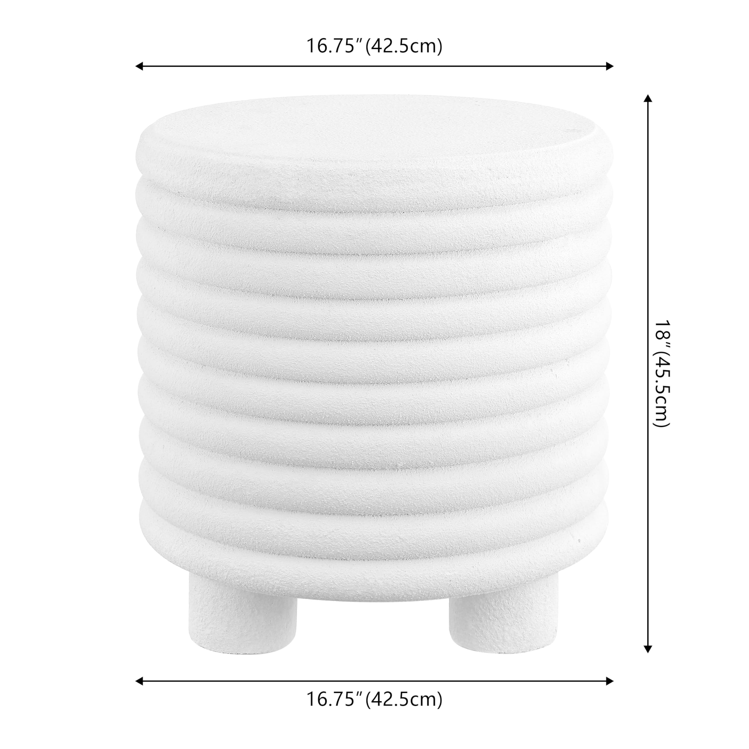 18" 3-Legged Drum Accent Table - Indoor/Outdoor White Frosted