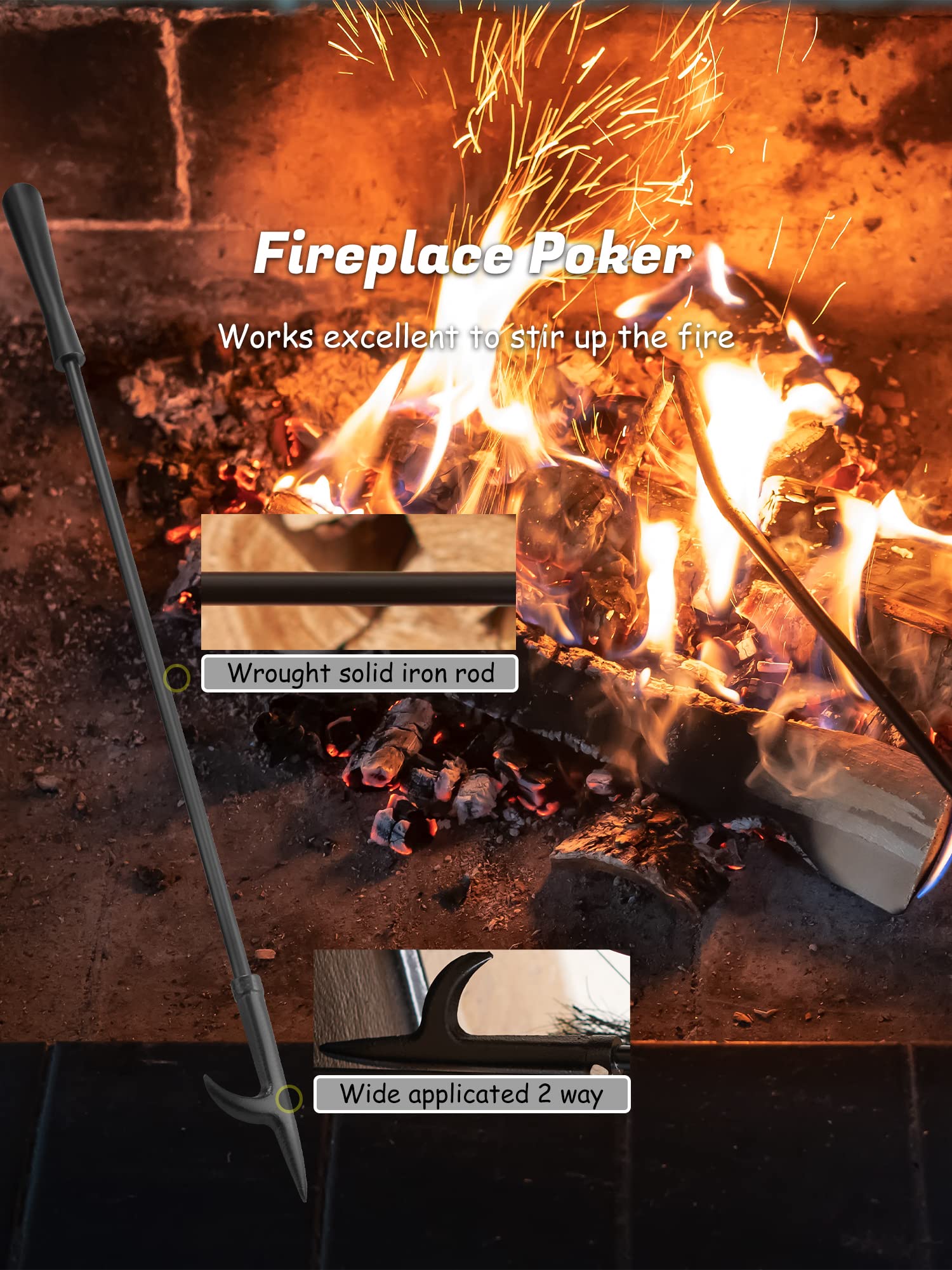 5-Piece Fireplace Tool Set with Stand