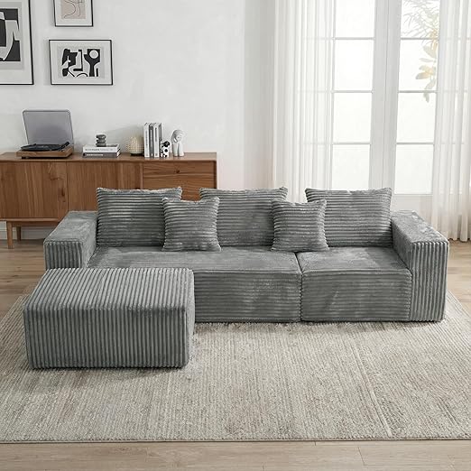 L-Shaped Cloud Couch Sectional Sofa with Deep Seat