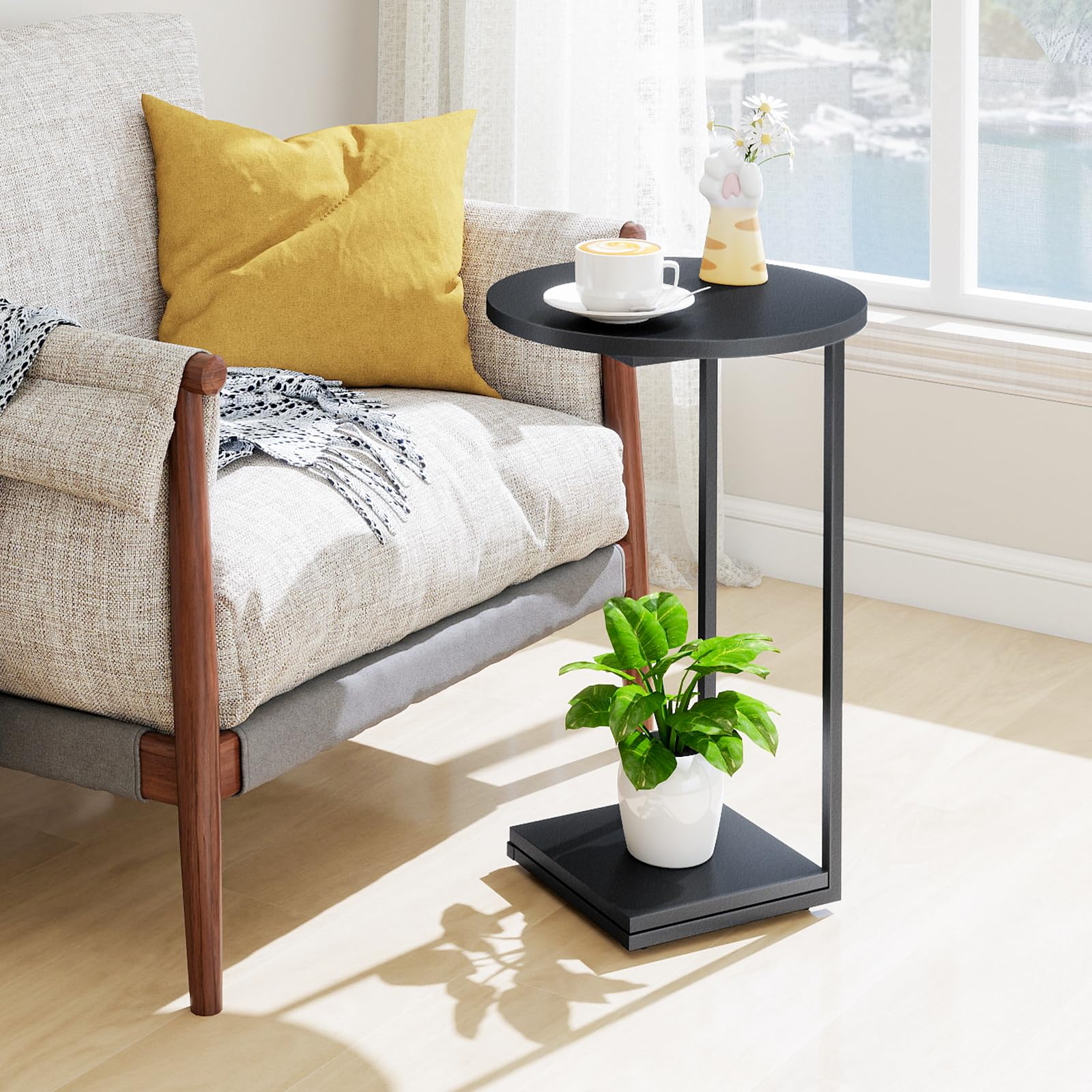 C Shaped End Table Set of 2