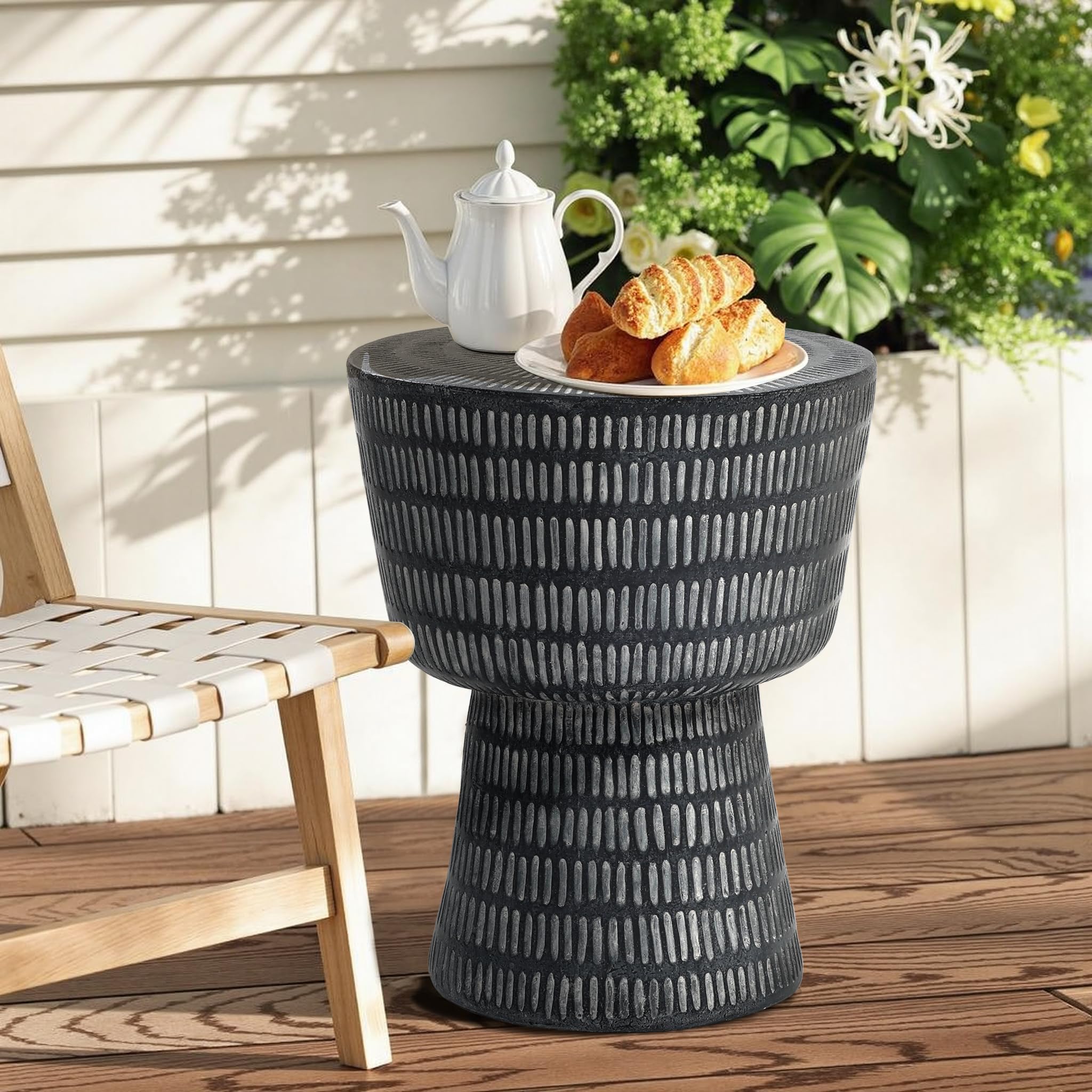 Round Spiral Pattern Outdoor Side Table