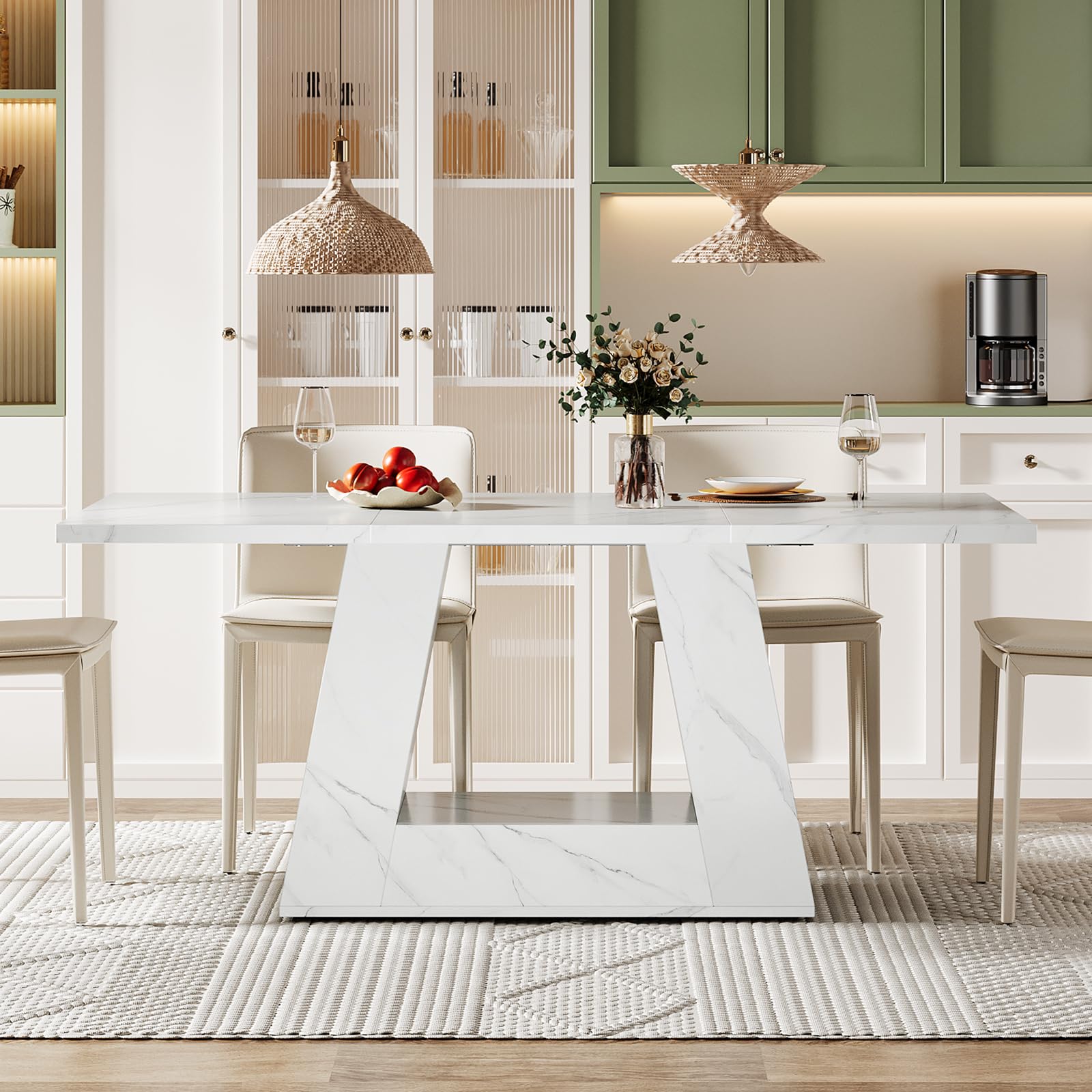 63" Rectangular Dining Table for 4-6 People