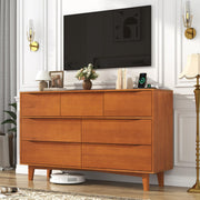 55 Inch Solid Wood 7 Drawer Dresser with Power Outlets