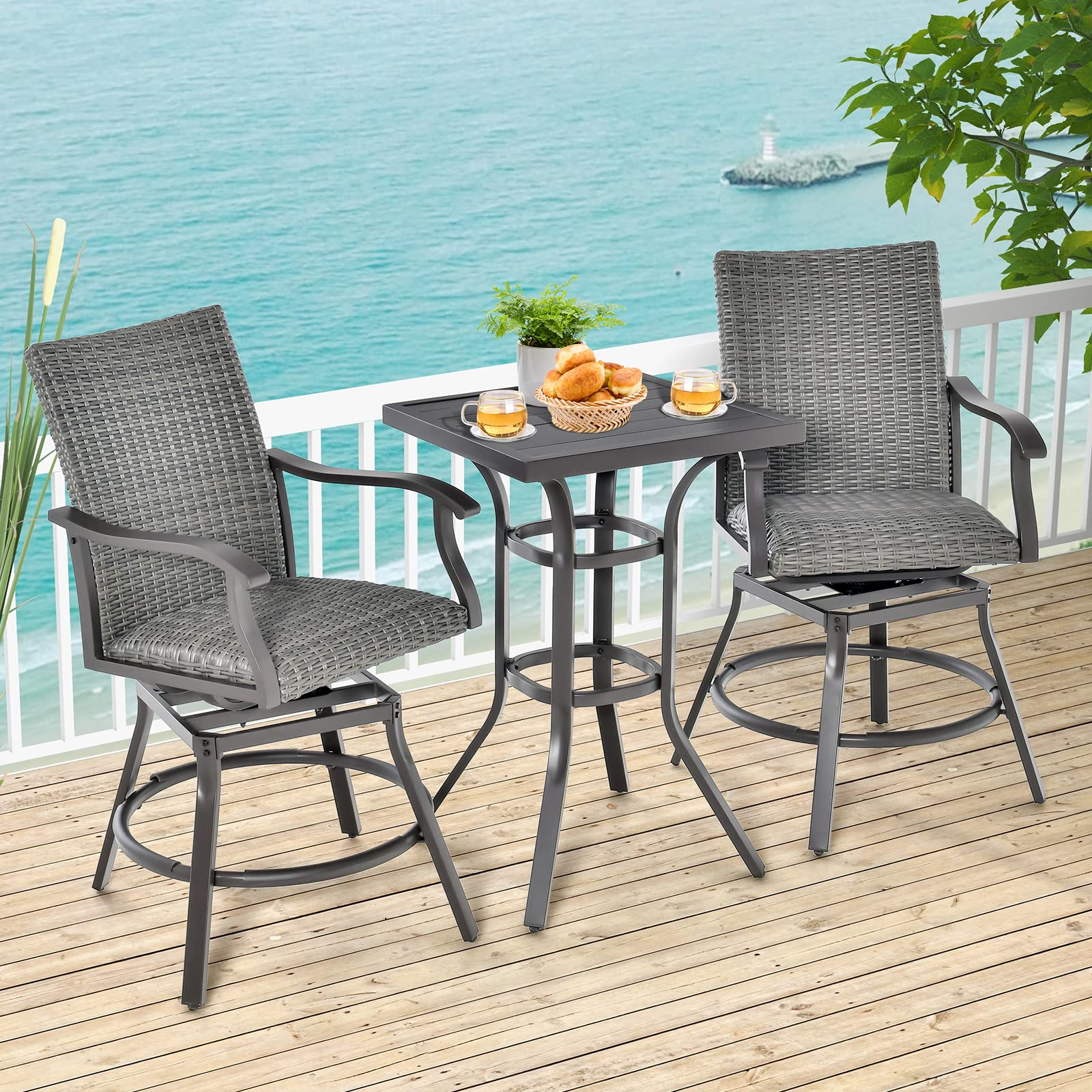 24 Inch Outdoor Bar Table with Aluminum Tabletop