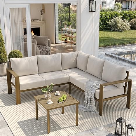 6 Piece Outdoor Sectional Sofa Set with Coffee Table