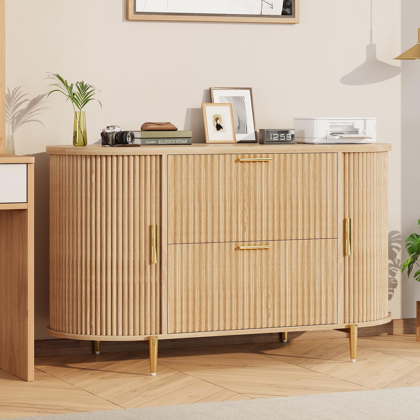 2 Drawer File Cabinet with Sliding Door Storage