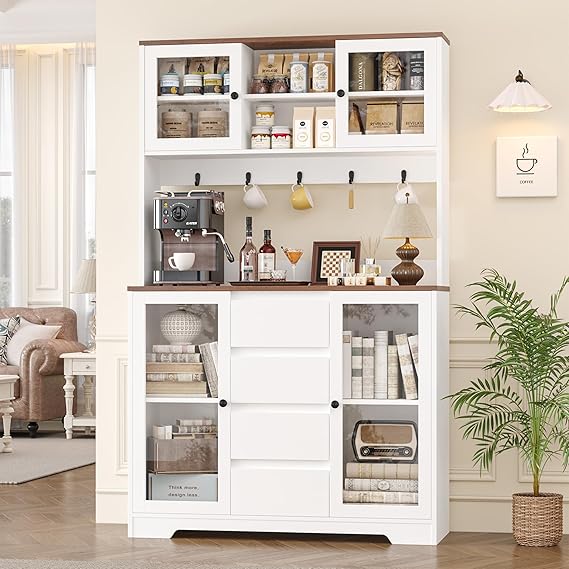 Kitchen Pantry Cabinet with Coffee Bar